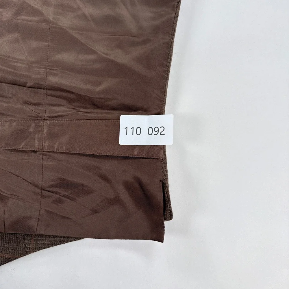 J Crew Mens M Ludlow Wool Vest Italian Cloth Brown Plaid Suit Waistcoat C9284